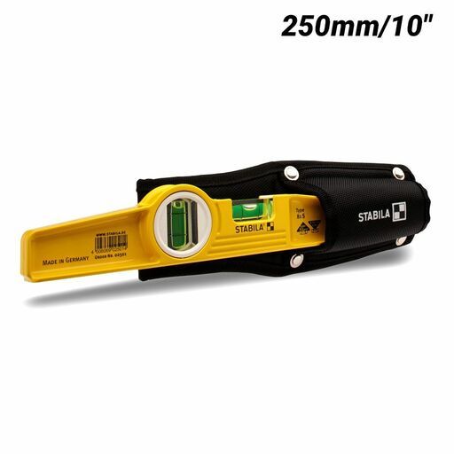 Stabila 2501 250mm (10") 2 Vial Torpedo Die Cast Spirit Level With Pouch