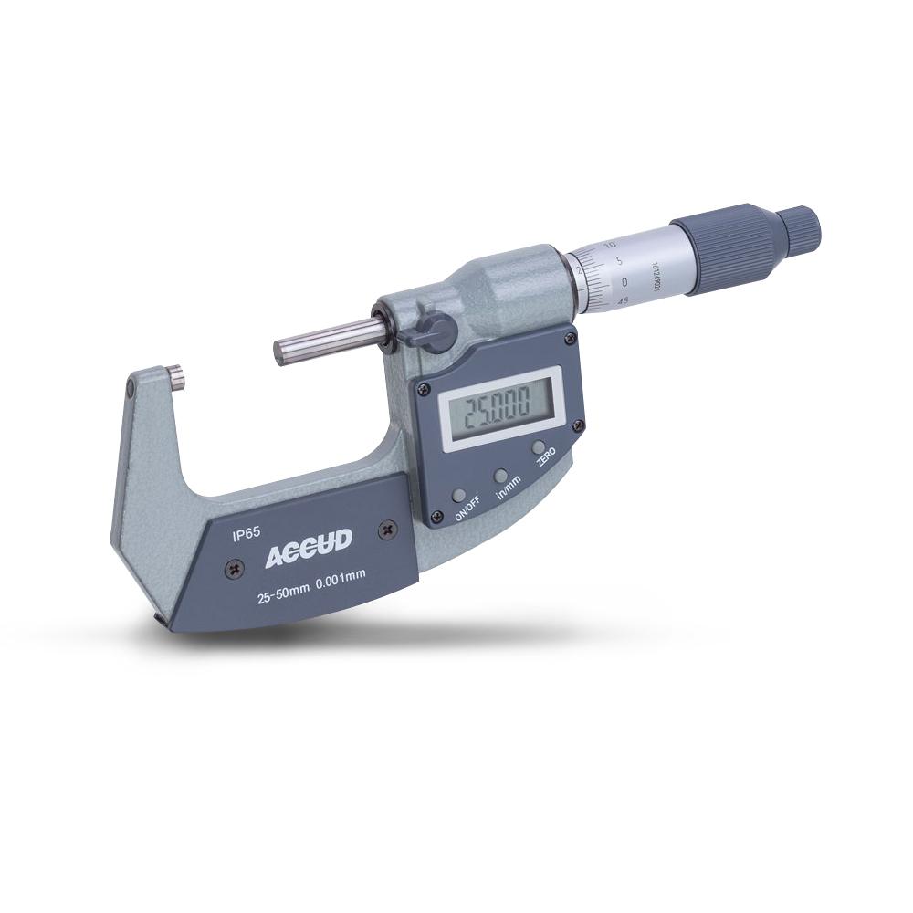 Accud AC-313-002-02 25-50mm (1-2") IP65 Coolant Proof Digital Outside Micrometer  – image 1