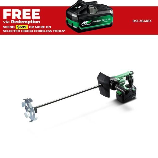 HiKOKI UM36DA(H4Z) 36V Li-Ion Cordless Brushless MultiVolt 200mm Mixer - Skin Only