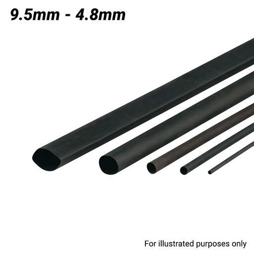 Cabac XLP10BK/4FT 9.5-4.8mm 1.2m Flexible Heat Shrink Tubing - Black
