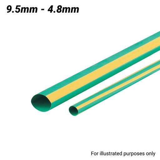 Cabac XLP10YG/4FT 9.5-4.8mm 1.2m Flexible Heat Shrink Tubing - Yellow/Green