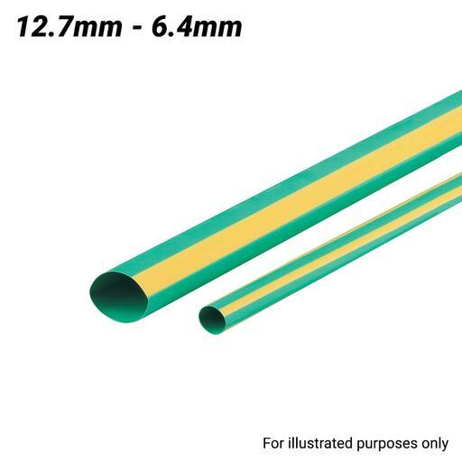 Cabac XLP13YG/4FT 12.7-6.4mm 1.2m Flexible Heat Shrink Tubing - Yellow/Green
