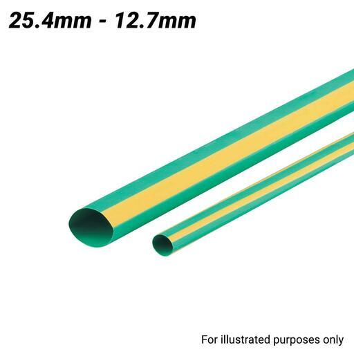 Cabac XLP25YG/4FT 25.4-12.7mm 1.2m Flexible Heat Shrink Tubing - Yellow/Green