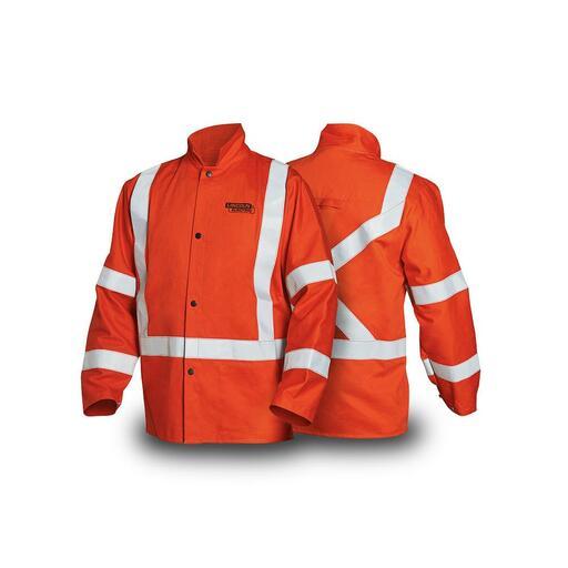 Lincoln Electric K4692 Orange Hi-Vis Safety Welding Jacket with Reflec Stripes