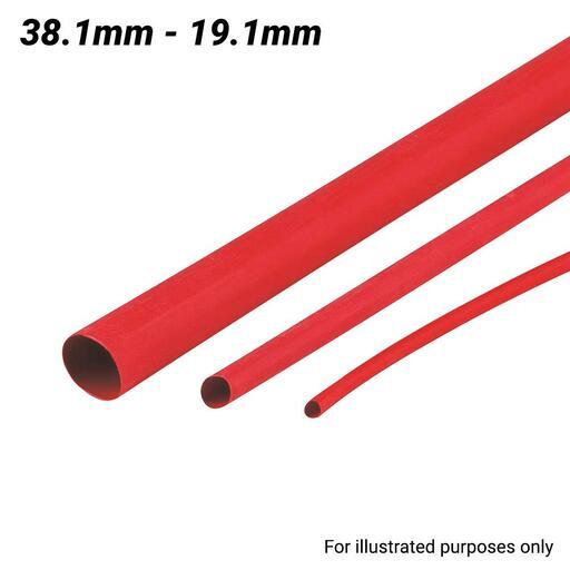 Cabac XLP38RD/4FT 38.1-19.1mm 1.2m Flexible Heat Shrink Tubing - Red