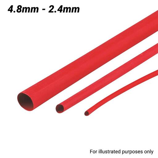 Cabac XLP5RD/4FT 4.8-2.4mm 1.2m Flexible Heat Shrink Tubing - Red