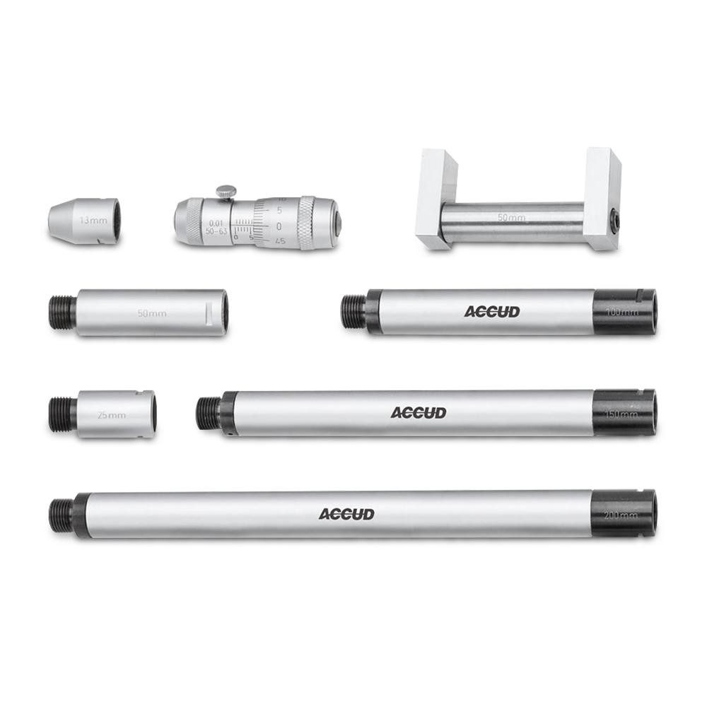 Accud AC-352-012-01 50-300mm (2-12") Metric Tubular Inside Micrometer Set – image 2