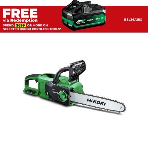 HiKOKI CS3635DB(H4Z) 36V Li-ion Cordless Brushless MultiVolt 350mm (14") Chainsaw - Skin Only
