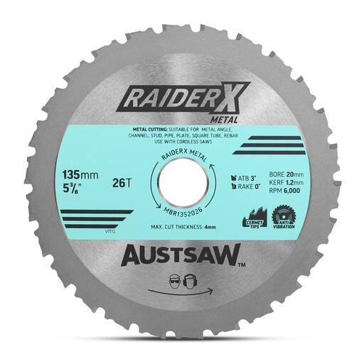 Austsaw MBR1352026 135mm (5-3/8") x 20mm x 27T RaiderX Metal Blade – image 2