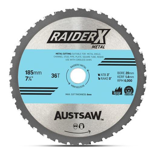Austsaw MBR1852036 185mm (7-1/4") 20mm x 36T RaiderX Metal Blade – image 2