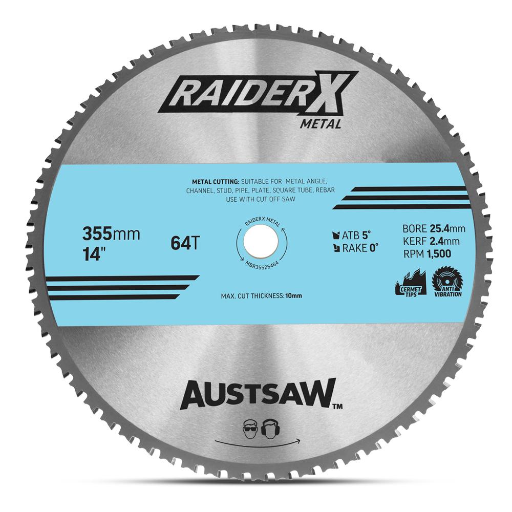 Austsaw MBR35525464 355mm (14") x 25.4mm x 64T RaiderX Metal Blade – image 2