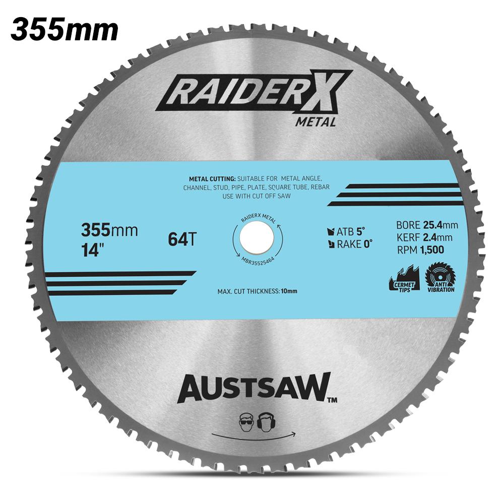 Austsaw MBR35525464 355mm (14") x 25.4mm x 64T RaiderX Metal Blade – image 1