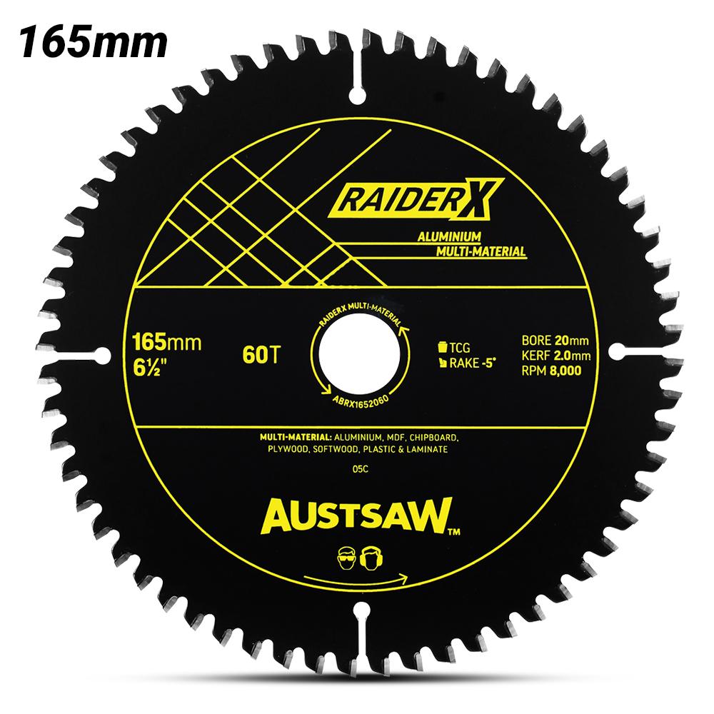 Austsaw ABRX1652060 165mm (6-1/2") x 20mm x 60T RaiderX Aluminium Multi-Material Blade – image 1