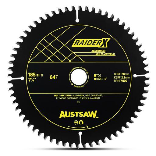 Austsaw ABRX1852064 185mm (7-1/4") x 20mm x 64T RaiderX Aluminium Multi-Material Blade – image 2