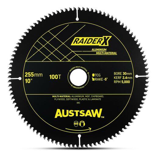Austsaw ABRX25530100 255mm (10") x 30mm x 100T RaiderX Aluminium Multi-Material Blade – image 2