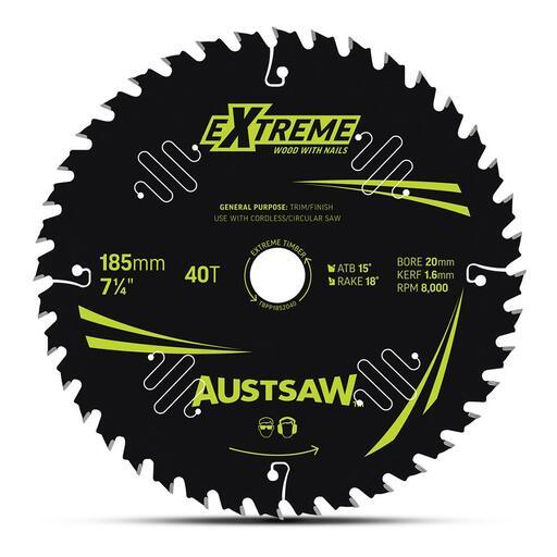 Austsaw TBPP1852040 185mm (7-1/4") 40T Thin Kerf Wood With Nails Blade – image 2