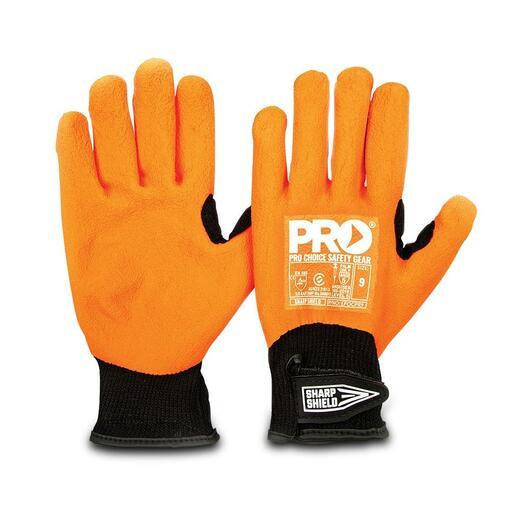 Pro Choice LFOCPR Latex Foam Full Dipped Cotton Liner with Puncture Resistant Palm - Orange