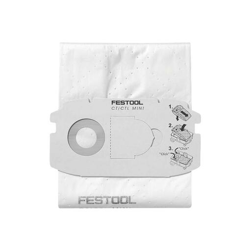 Festool SC FIS for CT MINI/5x (498410) 5-Pack Replacement SelfClean Filter Bags Suits CT MINI – image 2