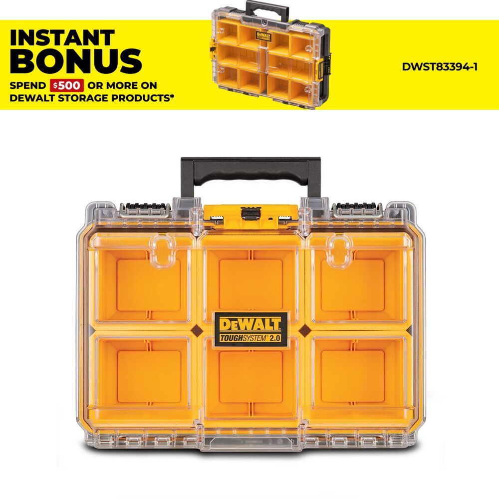 DeWalt DWST83392-1 TOUGH SYSTEM 2.0 Half Width Clear Lid Deep Organiser with 6 Removable Deep Cups – image 1