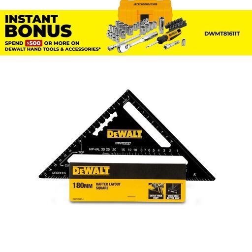 DeWalt DWHT25227-0  180mm Premium Metric Aluminium Rafter Square