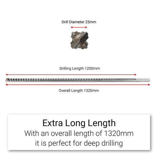 Xtorque X251320M Platinum SDS MAX 25mm x 1320 mm Platinum 4 Cutter Drill Bit - MADE IN GERMANY  – image 3