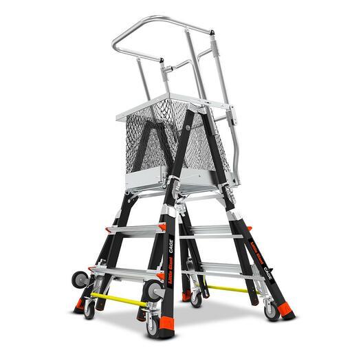 Little Giant Ladder Systems 18503-240 0.9-1.5m 150kg Fibreglass Adjustable Safety Cage Enclosed Elevated Platform Ladder With Wheel Lift