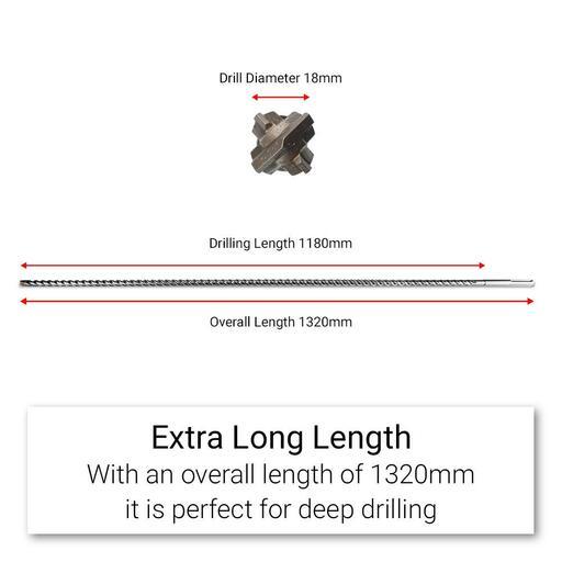 Xtorque X181320M Platinum SDS MAX 18mm x 1320mm Platinum 4 Cutter Drill Bit - MADE IN GERMANY – image 3