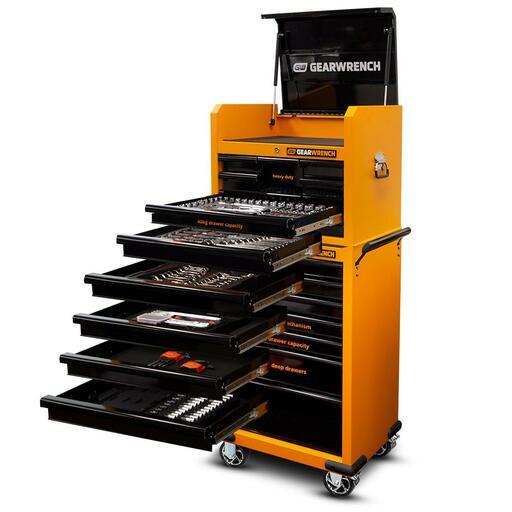 GEARWRENCH 11111 235pce 660mm (26) Game Changer Molten Orange 7 Drawer  Tool Chest & 7 Drawer Trolley
