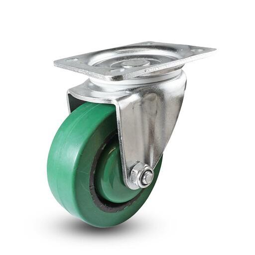 EHI I32AZ47K100 100mm (4") 170kg i3 Series Green Reflex Rubber Swivel Plate Castor – image 2