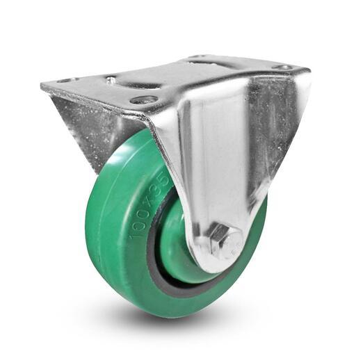 EHI I33AZ47K100 100mm (4") 170kg i3 Series Green Reflex Rubber Fixed Plate Castor – image 2