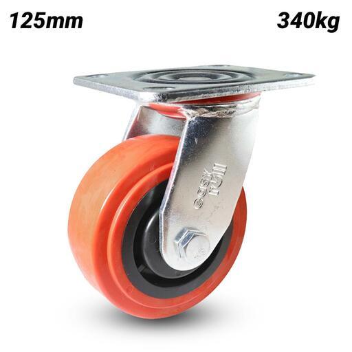 EHI J32AZ84K125 125mm (5") 340kg J3 Series Urethane Swivel Plate Castor