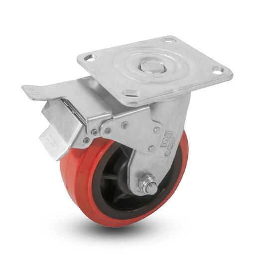 EHI J32TZ84K150 150mm (6") 410kg J3 Series Urethane Swivel Brake Plate – image 2