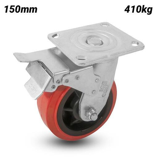 EHI J32TZ84K150 150mm (6") 410kg J3 Series Urethane Swivel Brake Plate