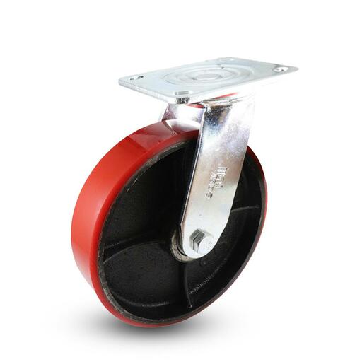 EHI J32AZ85K200H 200mm (8") 455kg J3 Series Urethane on Cast Iron Swivel Plate Castors – image 2