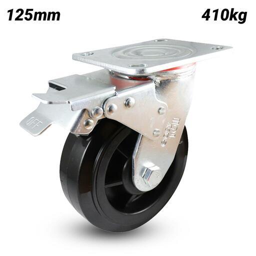 EHI J32TZ87K125 125mm (5") 410kg J3 Series Nylon Swivel Brake Plate Castor