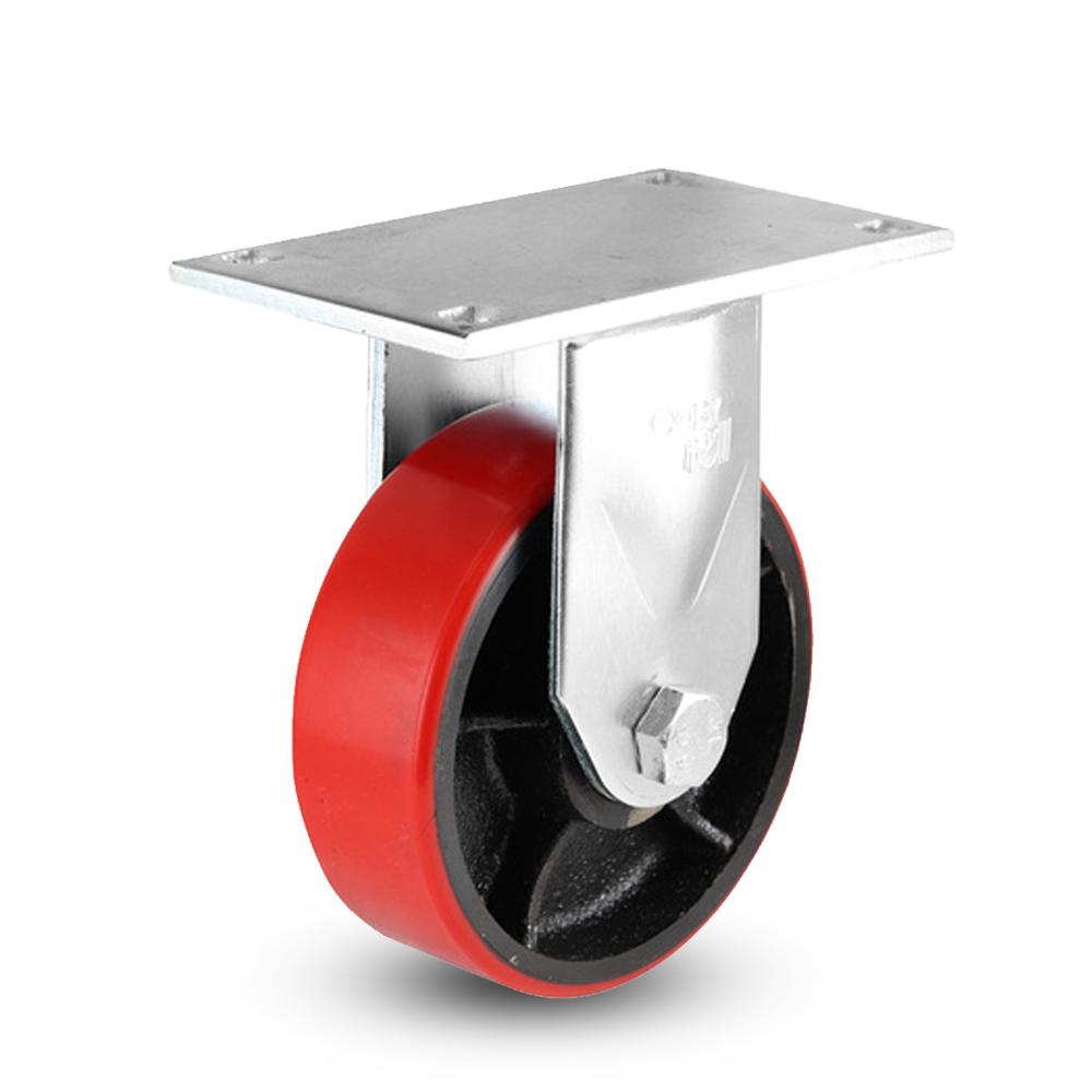 EHI J73AZ85K150 150mm (6") 600kg J7 Series Urethane on Cast Iron Fixed Plate Castor – image 2