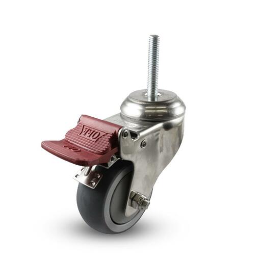 EHI G74TS62K75A 75mm (3") 80kg G7 Series Stainless Steel /Rubber Swivel Brake Bolthole Castor – image 2