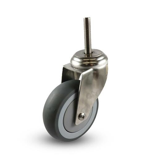 EHI G74AS62K100A 100mm (4") 100kg G7 Series Stainless Steel Rubber Swivel Bolthole Castor – image 2