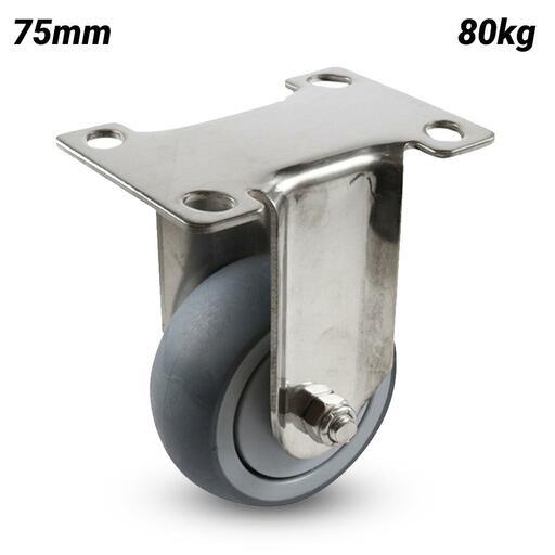 EHI G73AS62K75 75mm (3") 80kg G7 Series Stainless Steel Rubber Swivel Plate Castor