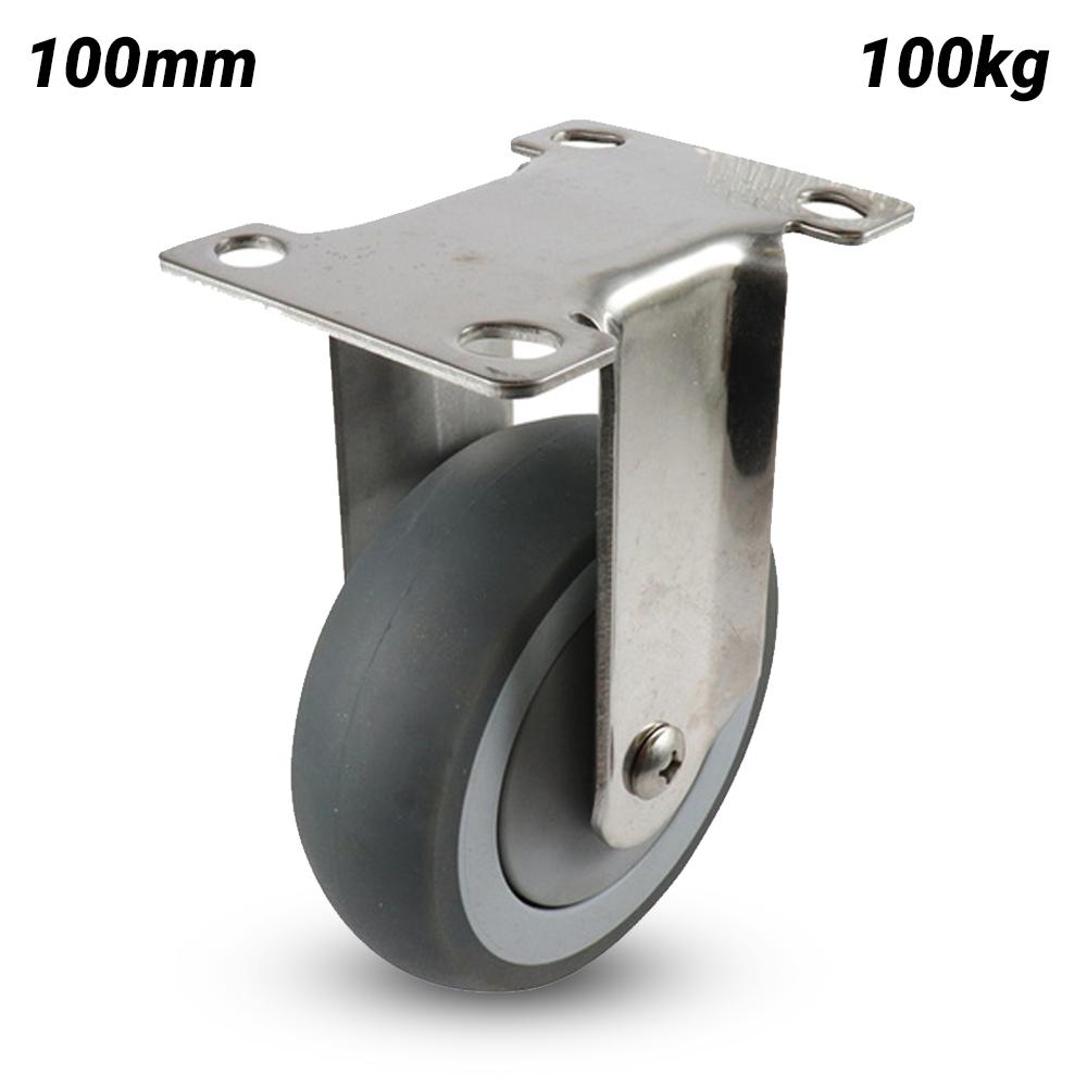 EHI G73AS62K100 100mm (4") 100kg Stainless Steel/Rubber Swivel Plate Castor – image 1