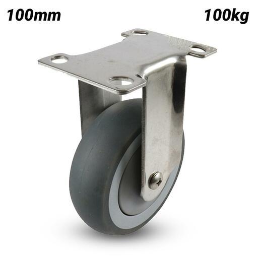 EHI G73AS62K100 100mm (4") 100kg Stainless Steel/Rubber Swivel Plate Castor