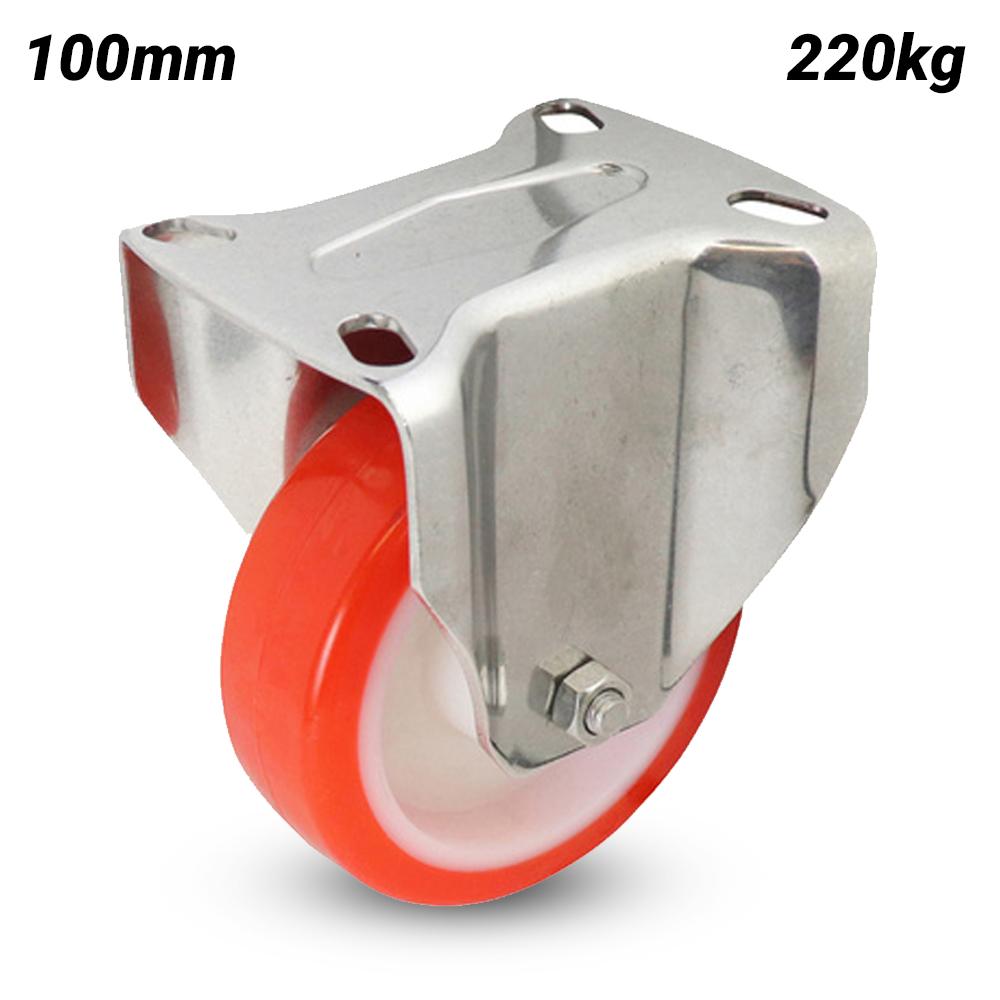EHI S53AS50R100 100mm (4") 220kg S5 Series Stainless Steel Urethane Fixed Plate Castor – image 1