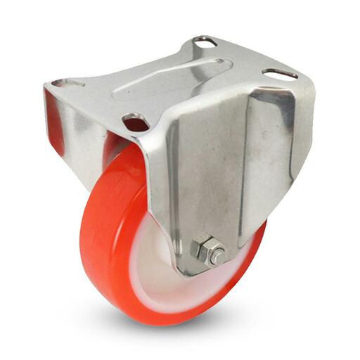 EHI S53AS50R100 100mm (4") 220kg S5 Series Stainless Steel Urethane Fixed Plate Castor – image 2