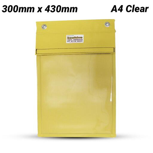 Beehive Vinyl DOC BAG A4-CLR 300mm x 430mm Heavy Duty Vinyl A4 Document Bag