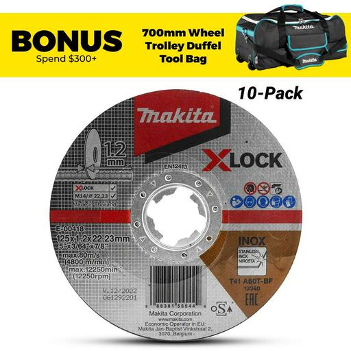 Makita E-00418-10 10-Pack 125mm (5) X-Lock Inox Cutting Disc