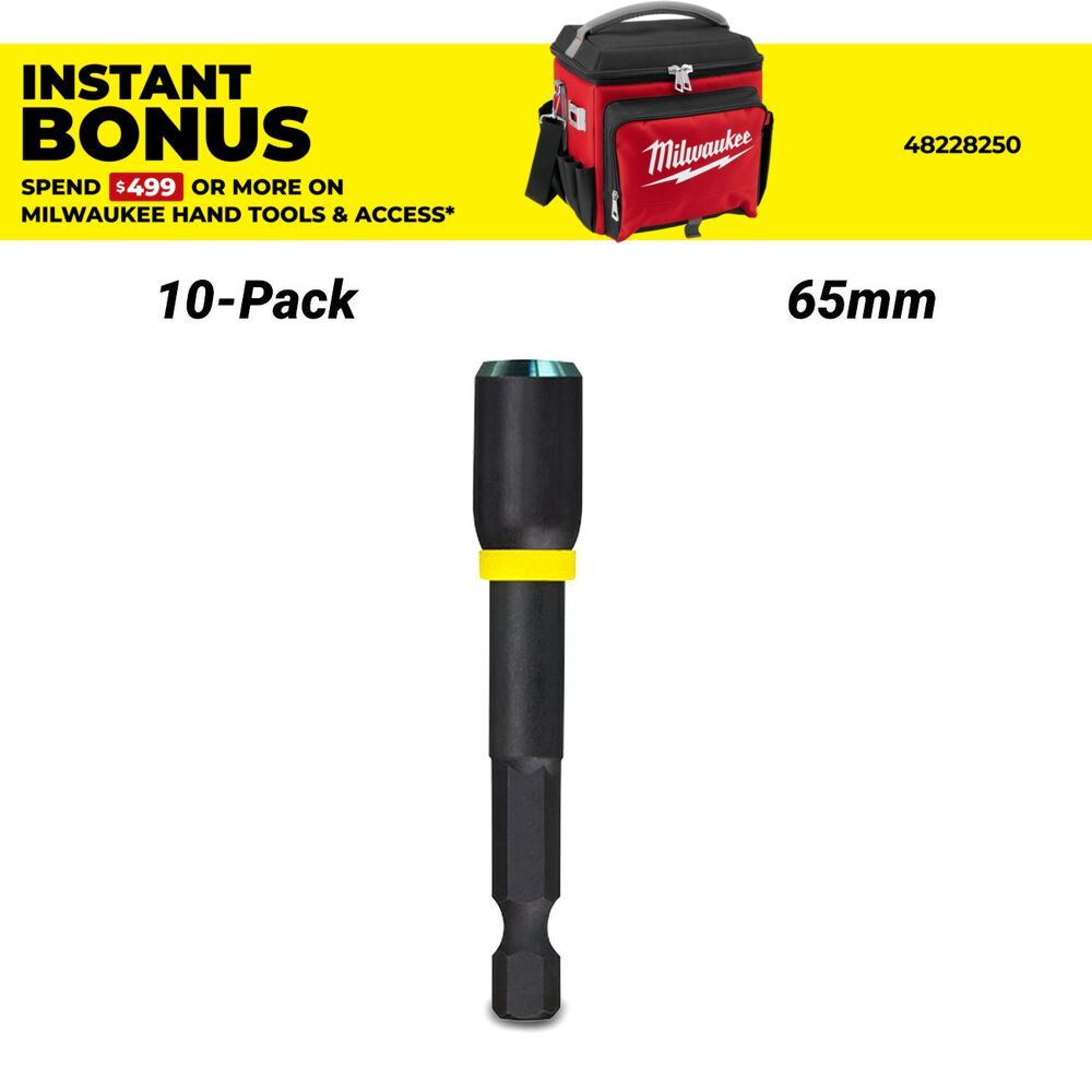 Milwaukee 49664733A 10-Pack SHOCKWAVE™  5/16" x 65mm (2-1/2") Power Bit Magnetic Nutdriver – image 1
