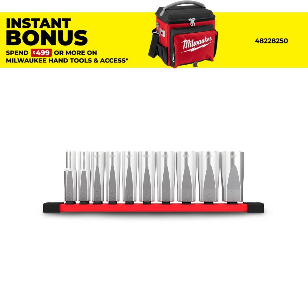 Milwaukee 48229405 10pce 3/8" Drive Deep SAE Socket Set – image 1