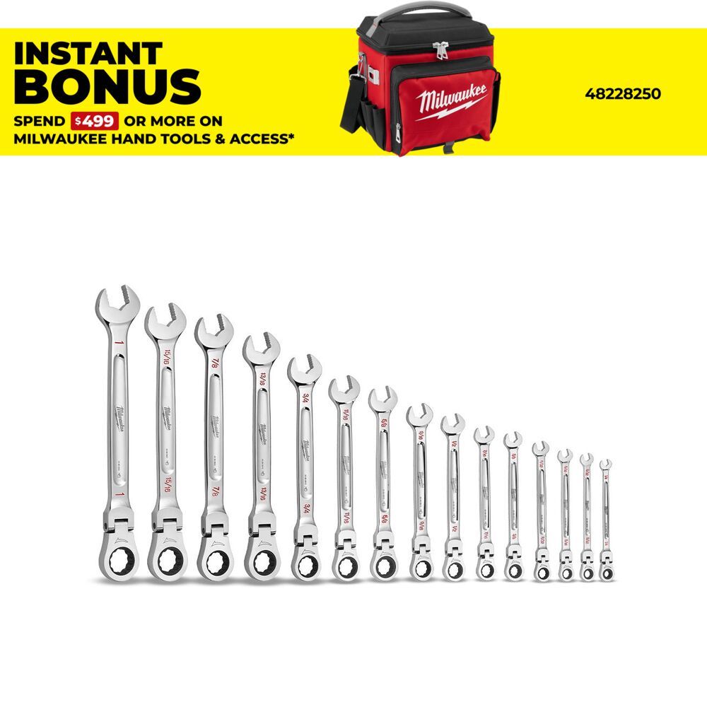 Milwaukee 48229413 15pce SAE Flex Head Ratcheting Wrench Set  – image 1