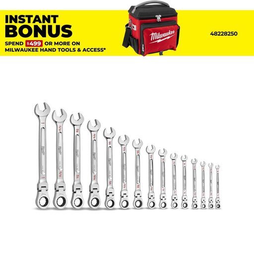 Milwaukee 48229413 15pce SAE Flex Head Ratcheting Wrench Set 