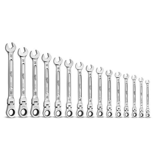 Milwaukee 48229513 15pce Metric Flex Head Ratcheting Wrench Set – image 2
